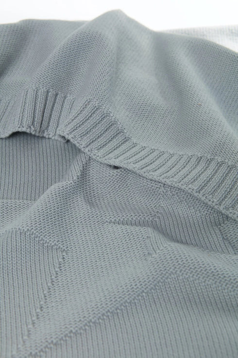 Knitted Baby Blanket  with Big Star Light Green